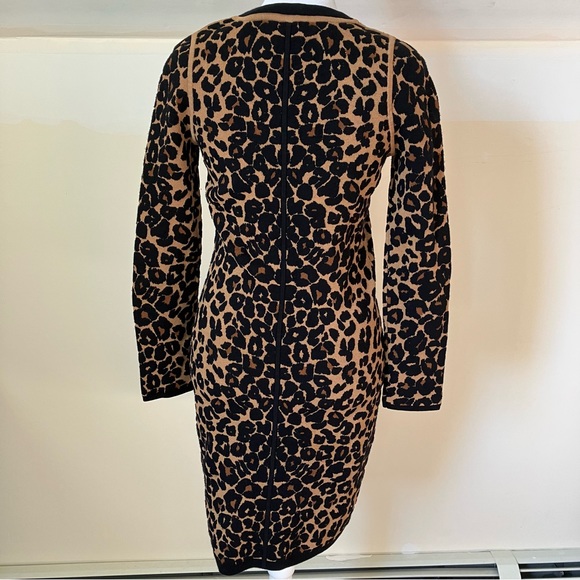 A.L.C. Leopard Print Long Sleeve Wool Blend Bodycon Sweater Dress size XS - Picture 4 of 7